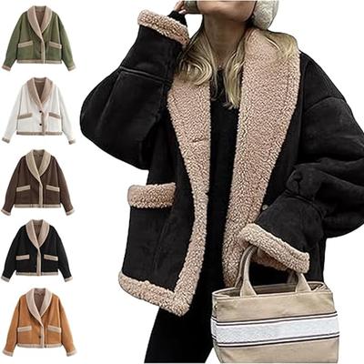 Женское модное ретро-пальто с лацканами и свободное пальто