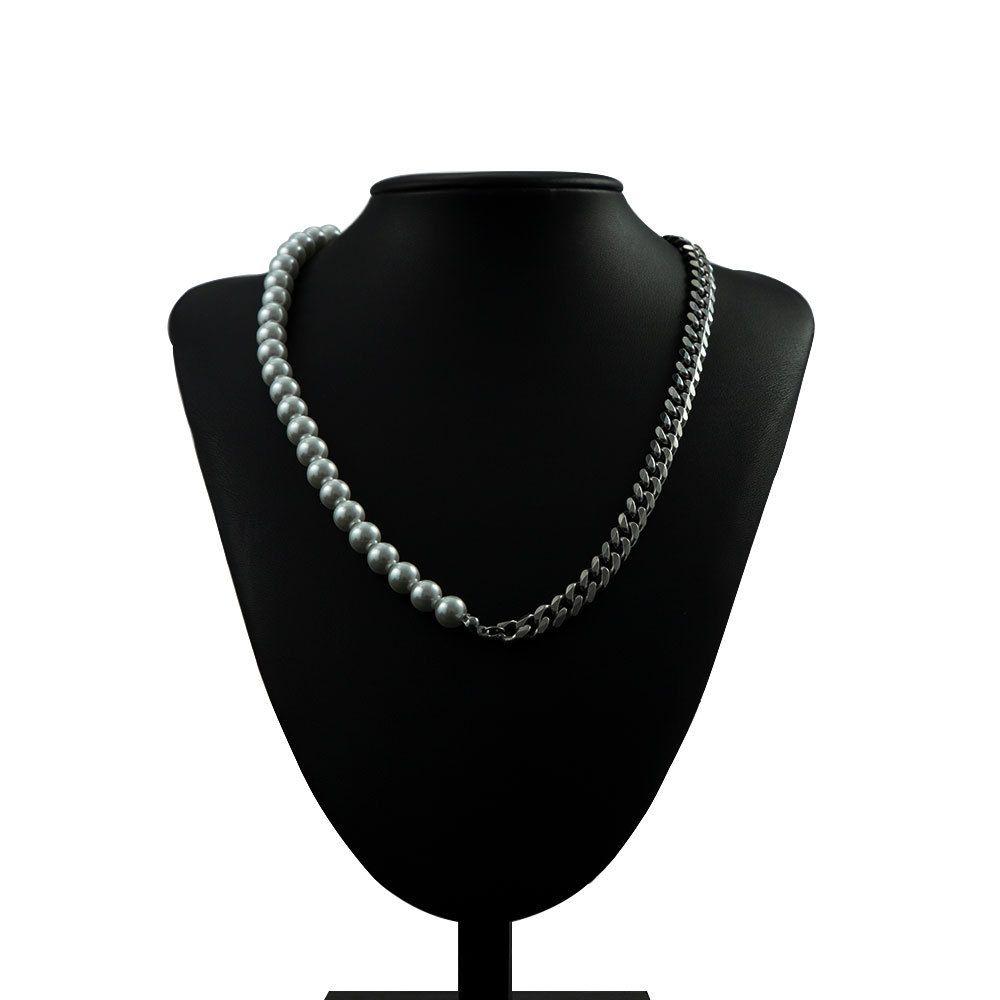 Мужское колье, корейское модное ювелирное изделие из нержавеющей стали, кубинская цепочка, мужская цепочка на ключицу, жемчужное ожерелье