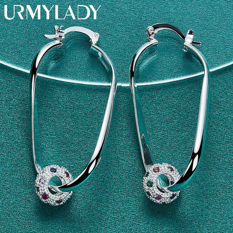 Серьги из стерлингового серебра 925 пробы с шариками и разноцветными цирконами для женщин, очаровательные модные украшения