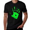 Unisexs Cotton Tshirt With Green Handprint Graphic Casual Short Sleeve Crewneck Tee For Daily Wear Streetwear