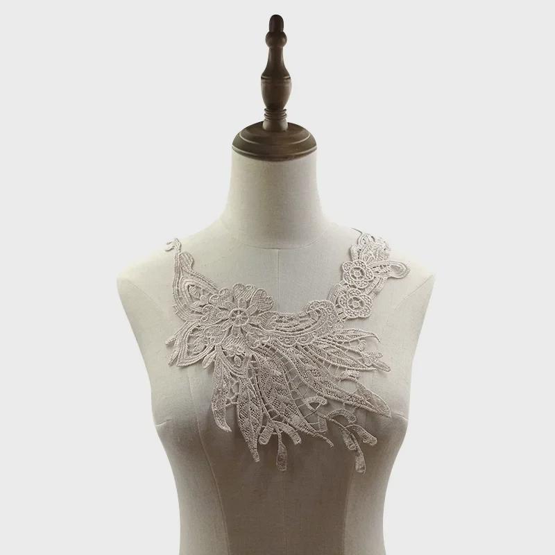 Водорастворимый кружевной воротник 3D с вышивкой из полиэстерового шелка