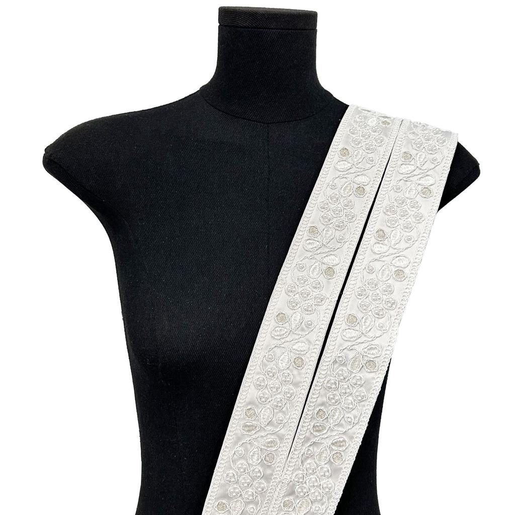 5Cm White Bead Embroidery Lace Ethnic Style Webbing Dress Curtain Decoration Accessories