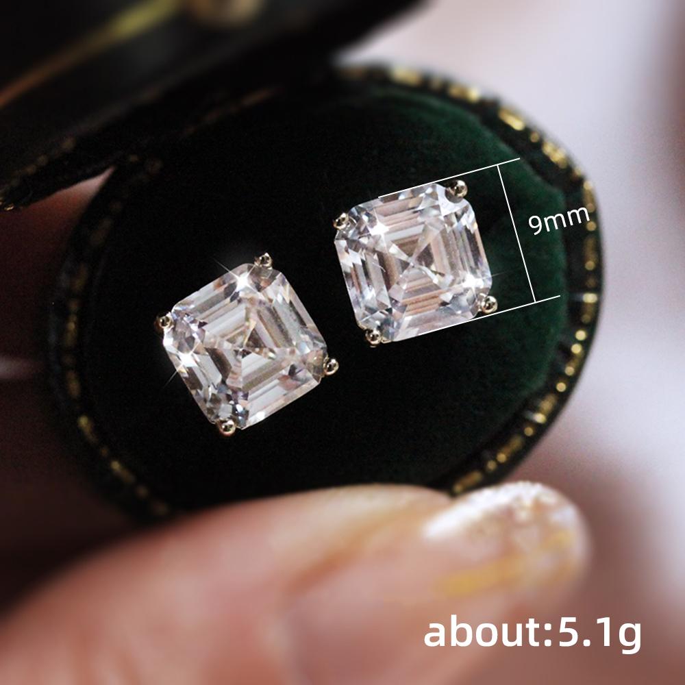 Серьги-гвоздики Huitan Crystal/Green Square Cub Zirconia для женщин, простые и элегантные аксессуары для прокалывания ушей, модные украшения