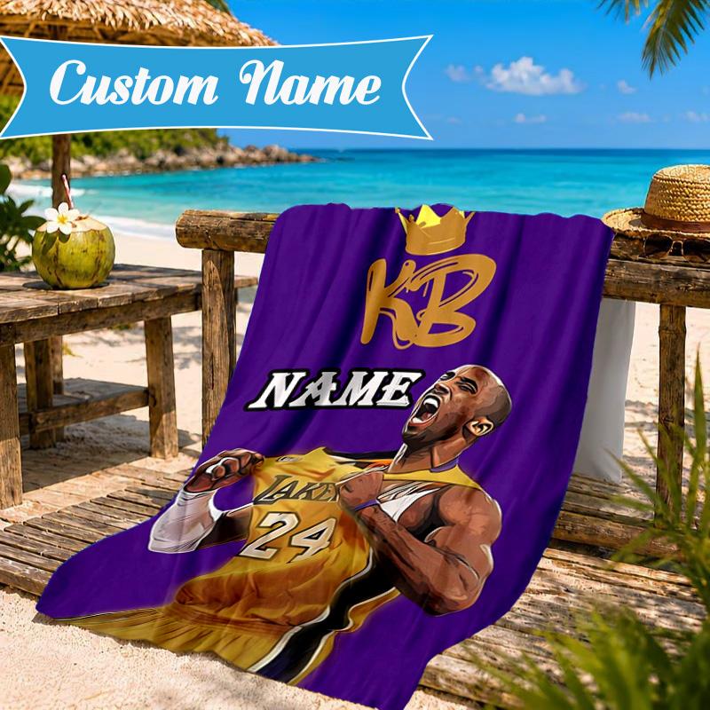 Custom Name Kobe Bryant's Legacy Numbers Beach Towel Microfiber Beach Towel, Lightweight and Quick-Dry, for Summer Travel, Swimming Pool Gift