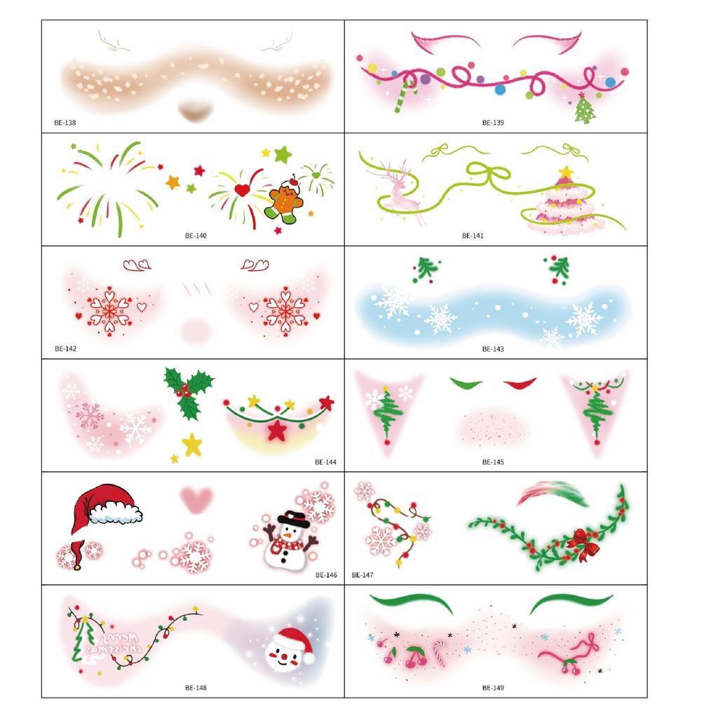 Рождественские наклейки для макияжа: Праздничные румяна и тени для век с дизайном елки, снежинки и снеговика для вечеринок и Нового года