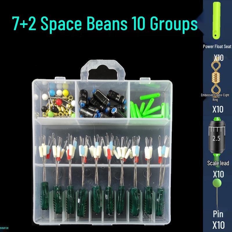 Набор рыболовных снастей из 50 предметов: Силиконовые шарики-поплавки, вертлюги, поплавки, основная леска