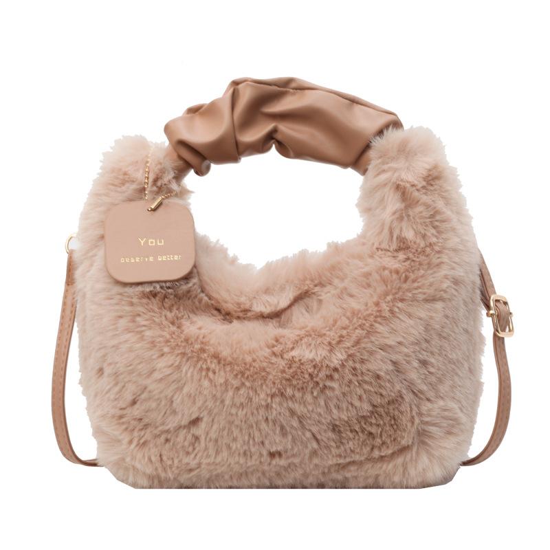 Высококачественная популярная плюшевая сумка Fairy, новый стиль, зимняя сумка, плиссированная женская сумка, сумка через плечо на одно плечо