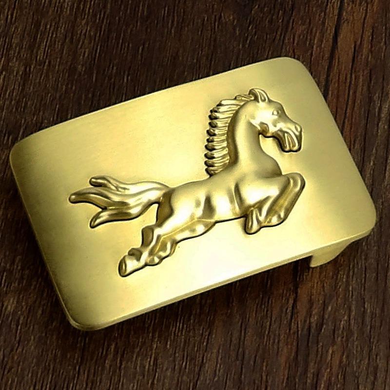 Zodiac Pure Copper Belt, Button Head Men's 3.8 Belt, Head Brass Solid Full Brass Belt Head Clip