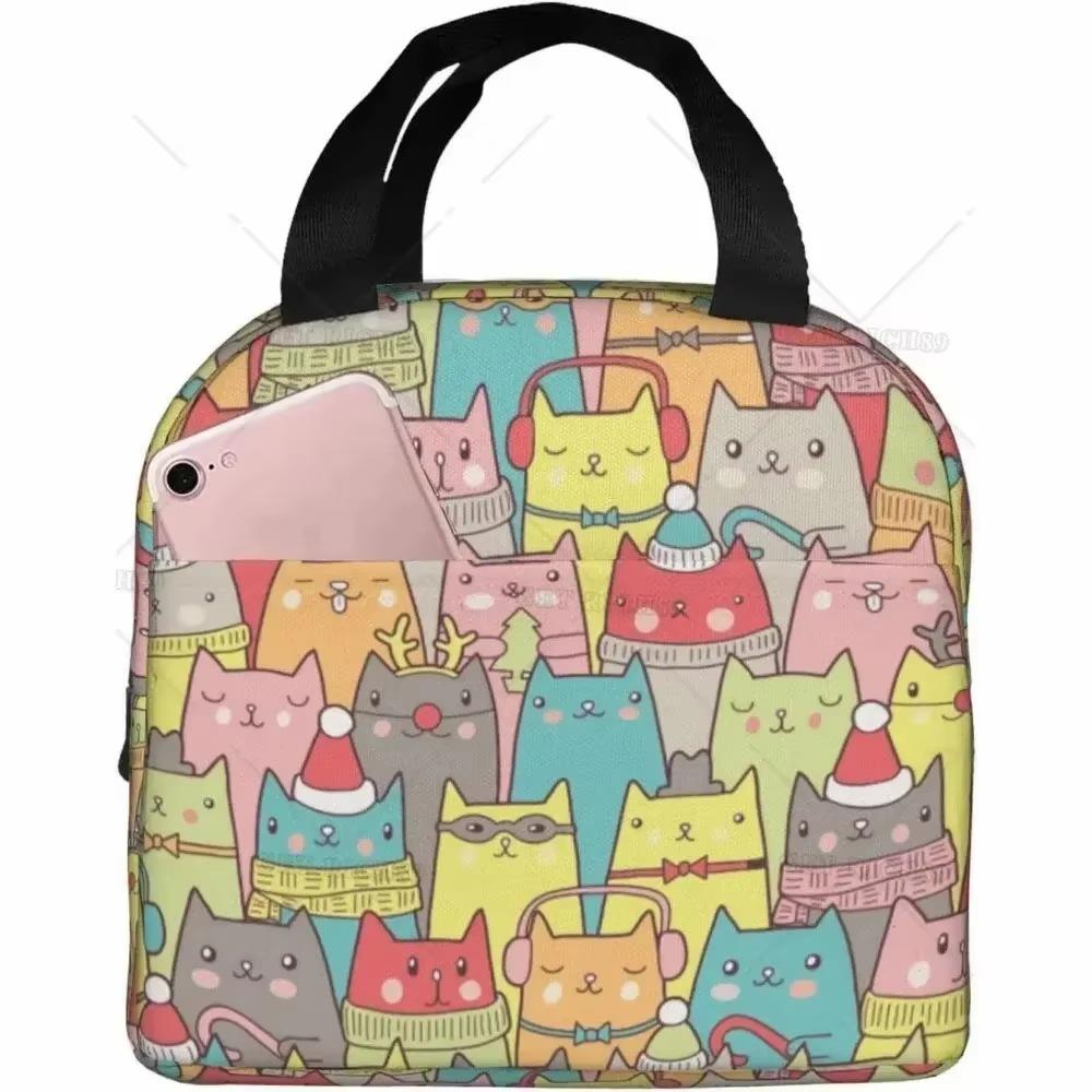 Розовые летние фрукты арбуз ананас кошка термосумка для ланча для девочек многоразовая сумка для ланча портативная сумка-холодильник для ланча