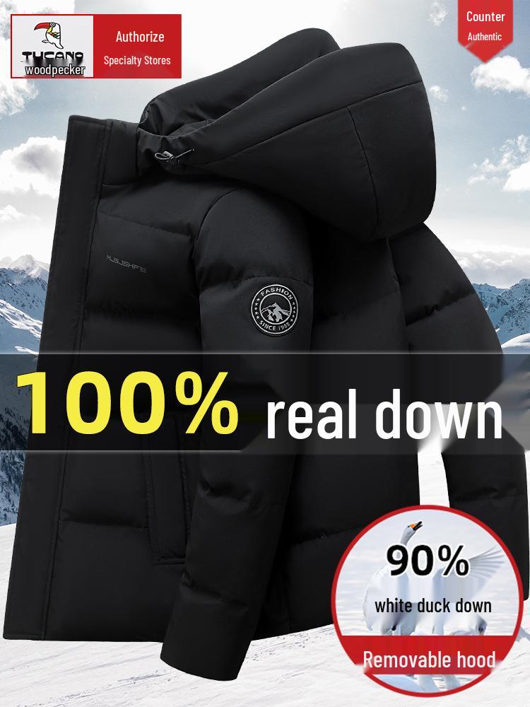 Мужская зимняя пуховая куртка Woodpecker средней длины - Утепленная, теплая верхняя одежда для людей среднего и пожилого возраста
