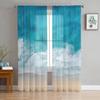 Ocean Beach Waves Sheer Curtains For Living Room Bedroom Tulle Curtain For Kitchen Voile Curtain Blind Panels