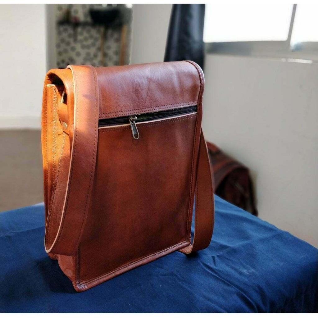 New HANDMADE DESIGNED UNISEX REAL GENUINE LEATHER VINTAGE SHOULDER SLING BAG