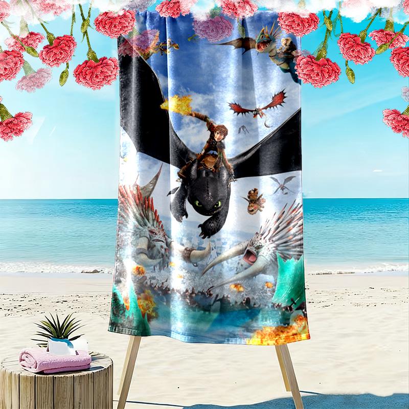Dragon Trainning Print Beach Towel, Large Soft Quick Dry Towel for Beach Camping Swimming