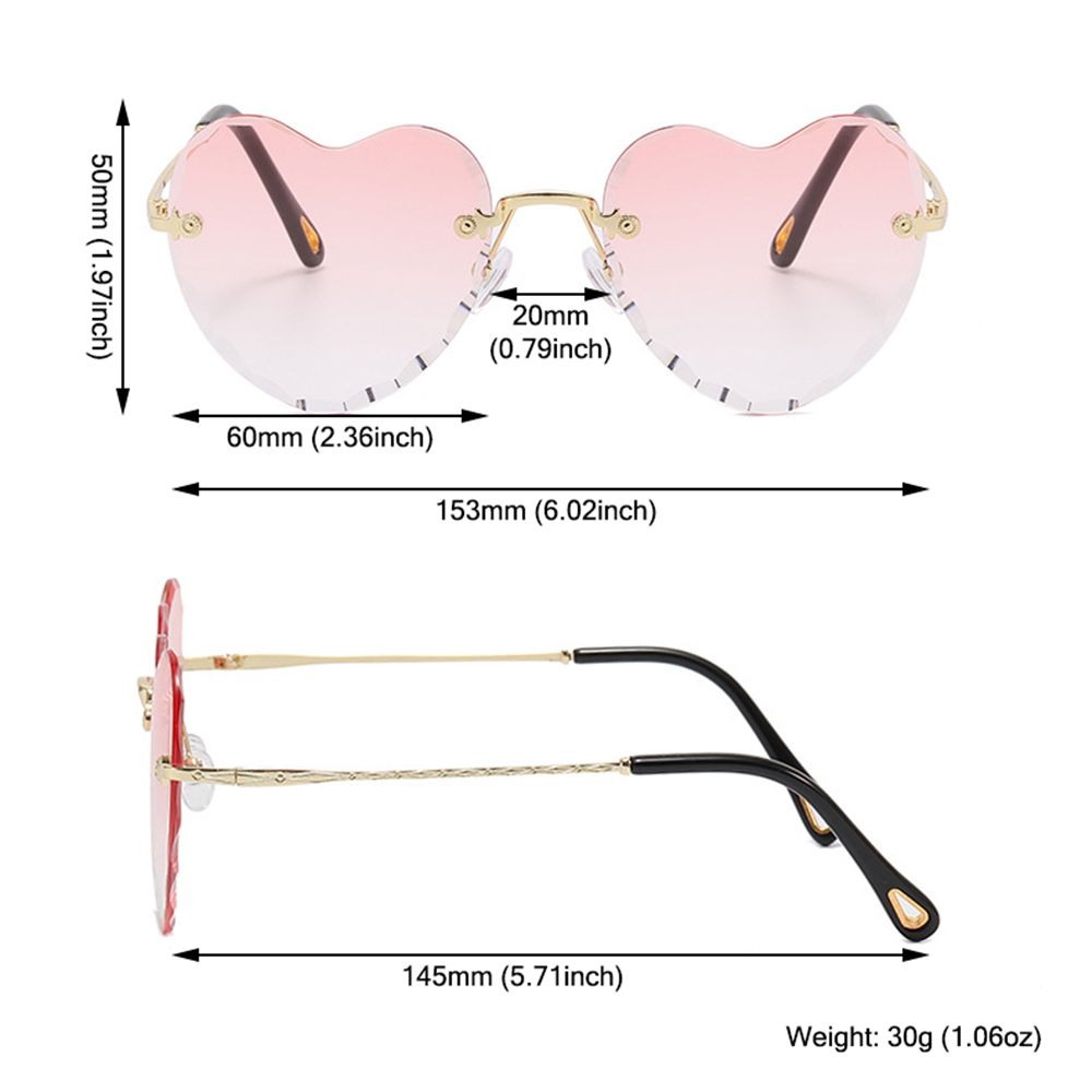 Love Heart Thin Metal Frame SunGlasses for Women Eyewear Heart-Shaped Sunglasses Heart Sunglasses