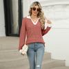 Spring Autumn Long Sleeve Lapel Fake Two Piece Pit Women Pullover T Shirt Blouse Top