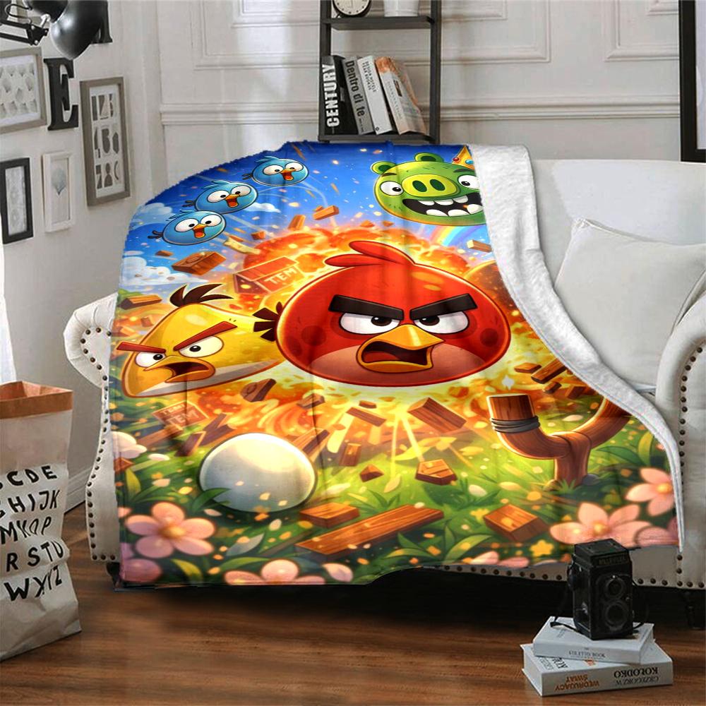 Angry Birds Theme Printed Blanket - Perfect for Couch, Bed, Travel & Outdoor Use | Machine Washable, Cozy & Durable.