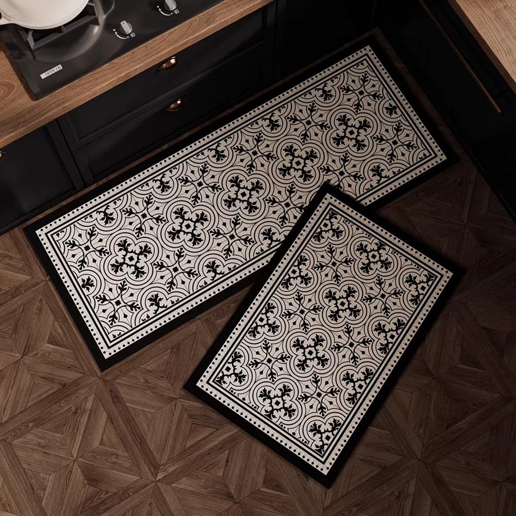 Kitchen Carpet Retro Home Decoration Long Strip Runner Kitchen Rugs Oil-proof Waterproof PVC Leather Washable Kitchen Floor Mat