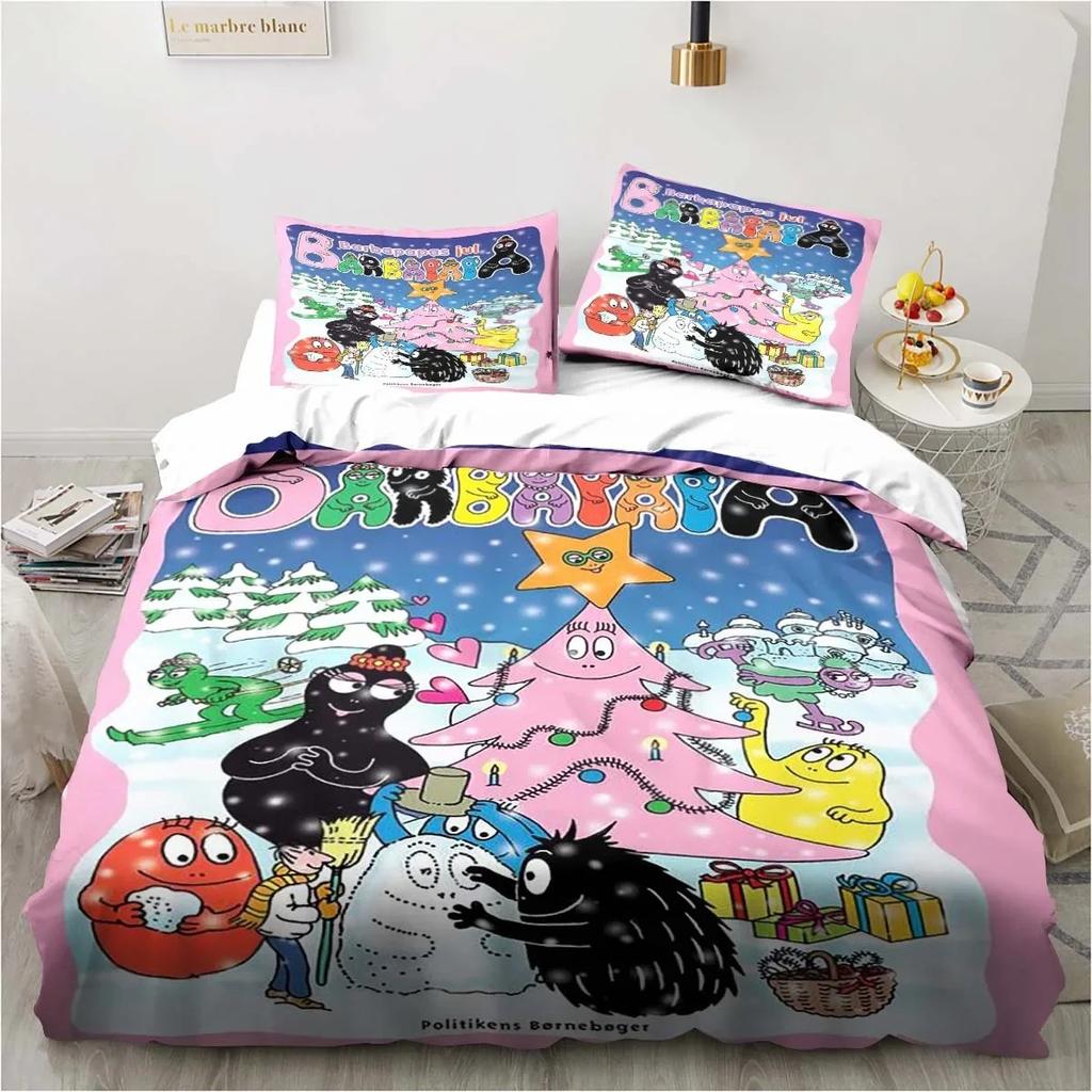 Милый Мультяшный Комплект Постельного Белья Les Barbapapa Мягкое Пододеяльник для Взрослых Детей Односпальная Двуспальная Кровать King Size