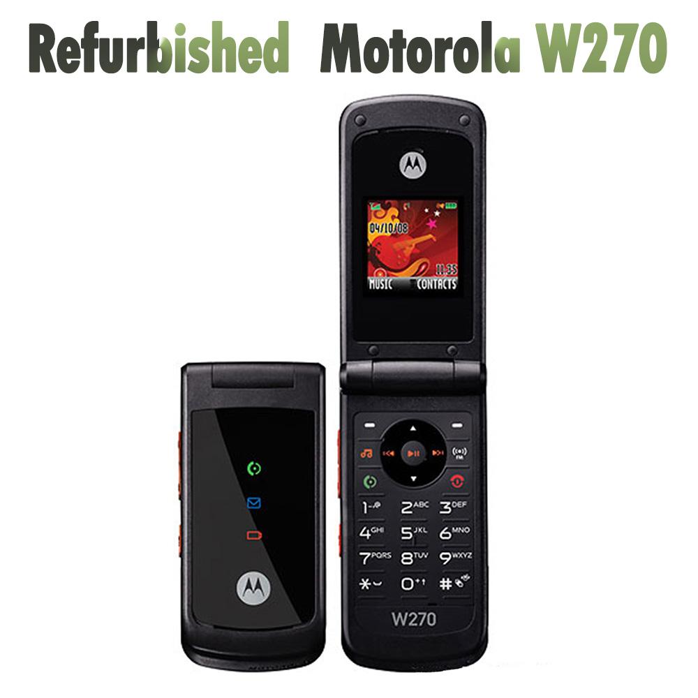 Восстановленный Оригинальный Motorola W270 Раскладушка MP3 1.6" Разблокированный Мобильный Телефон с Одной SIM-картой
