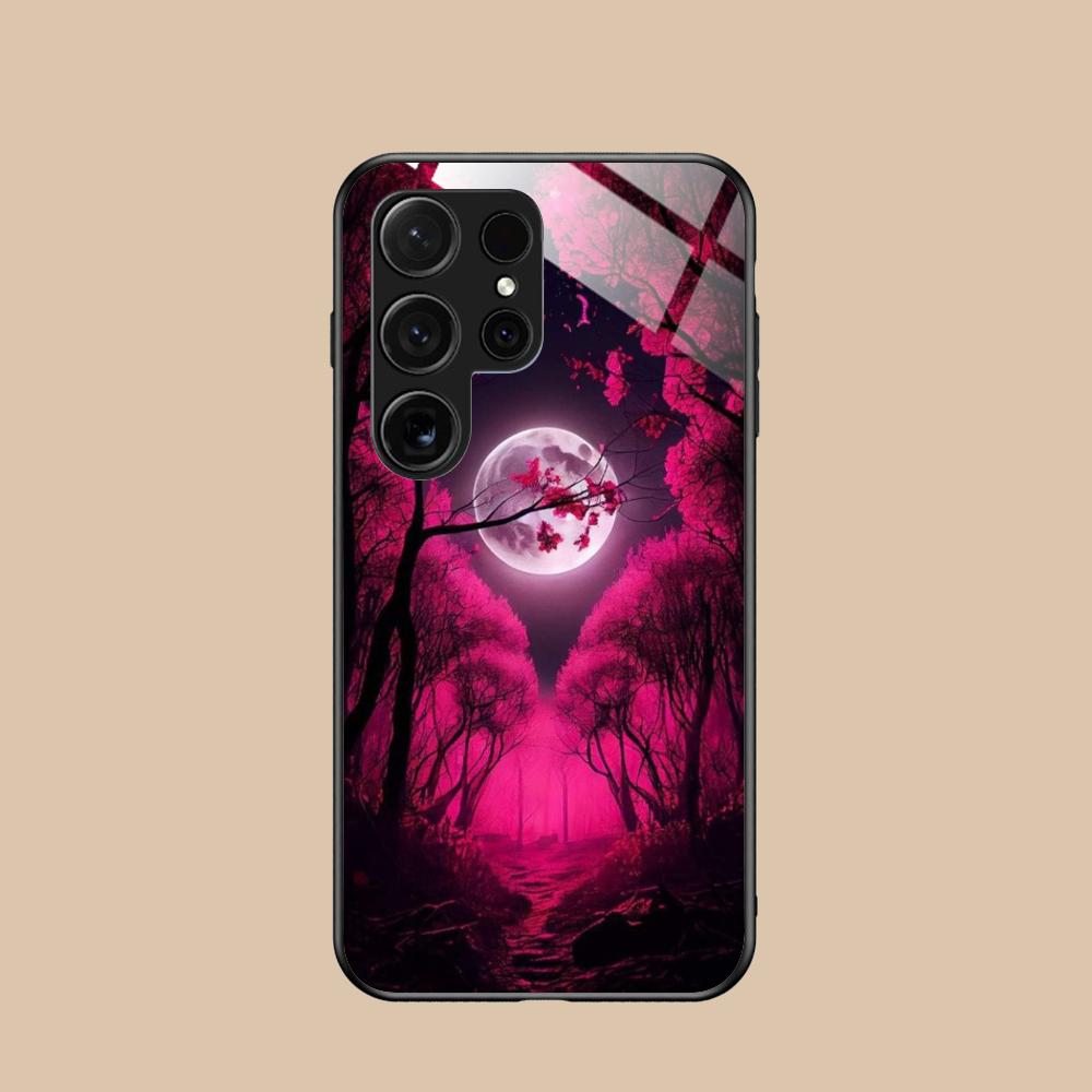 Чехол для мобильного телефона Luna Moon для Samsung Galaxy A56 55 54 53 52 51 36 35 34 23 16 15 5G Стеклянный Цветной Чехол Чехол Роскошный