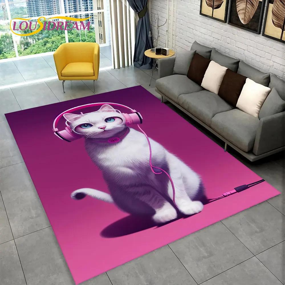 Большой коврик с 3D рисунком милого кота, ковер для гостиной, спальни, дивана, коврик для кухни, украшение для кухни, детский нескользящий напольный коврик