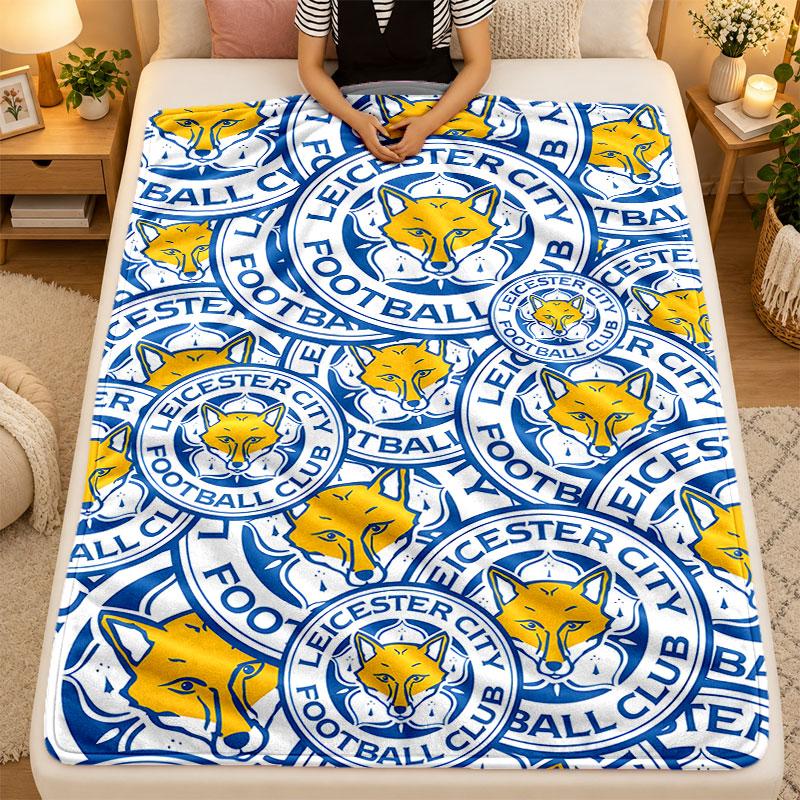 Flannel BlanketLeicester City Warm Soft Throw Blanket for Indoor Sofa Bed Living Room Use