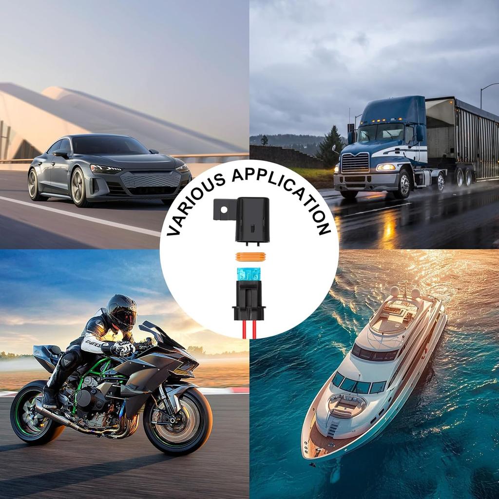 3 Pack Inline Waterproof Fuse Holder, with 10 Amp 15 Amp ATC/ATO Blade Fuses, 16 AWG Pre-Wired Kit Heavy Duty Inline Fuse Holder for Marine