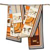 POBING Twill Silk Scarf Women Poncho Hand Rolled Horse Printed Long Scarves Wraps Bandana Big Shawl Hijabs Female Foulards