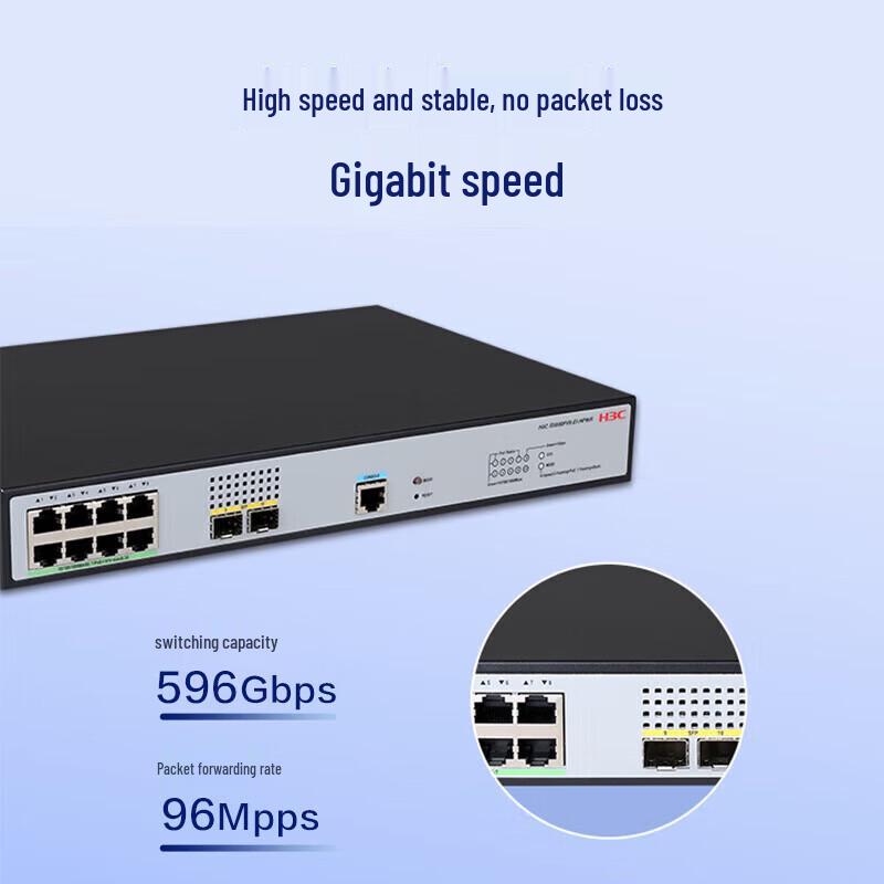 H3C S5008PV6-EI-HPWR 8-Port Gigabit PoE Managed Switch