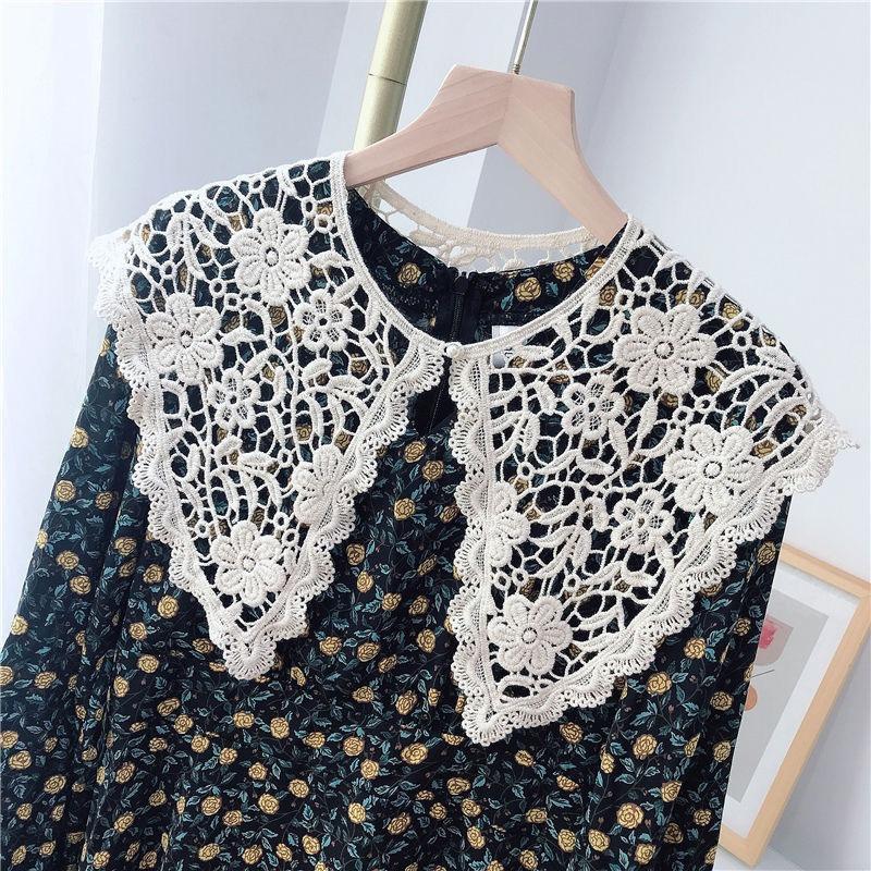 Spring and Autumn Lace Piece Hollow Lace Fake Collar Versatile Decorative Silk Scarf Collar Shawl Neck Protection