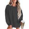 Women's Fashion Round Neck Solid Color Long Sleeve Basic  Sweatshirt Top