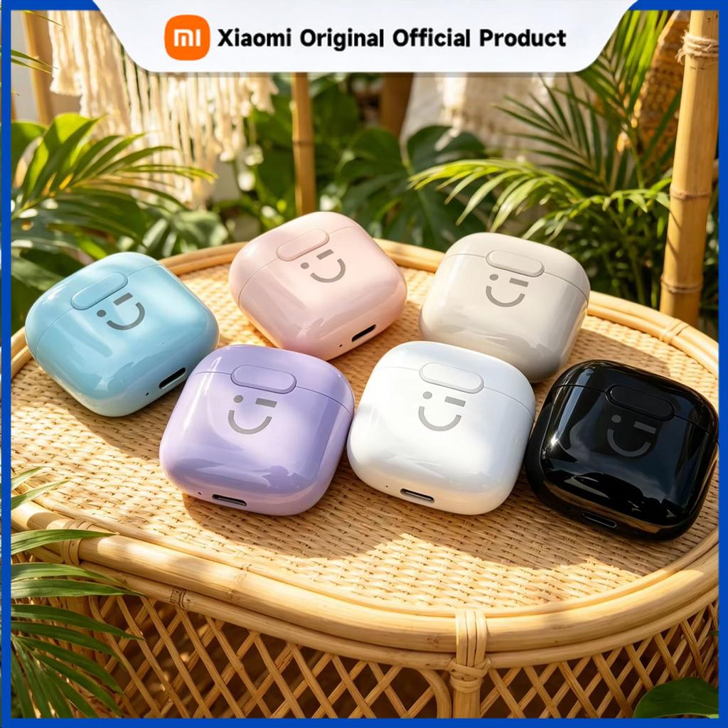 Xiaomi Kawaii Romantic Pastel Wireless Bluetooth Earphones With Lovely Smiling Mouth Pattern Touch Control Clear Stereo Sound Mini Port