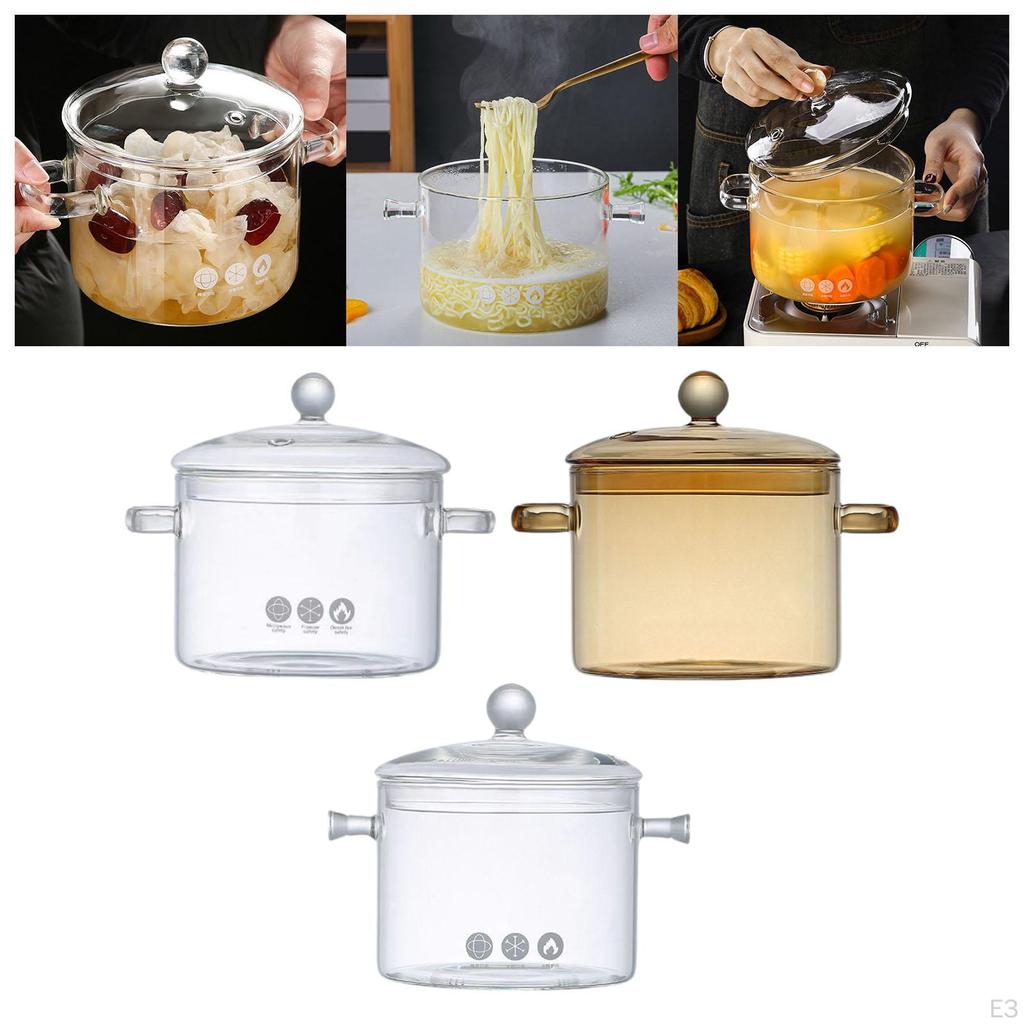 Прозрачная стеклянная кастрюля с крышкой для универсального приготовления пищи