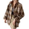 Свободная клетчатая женская рубашка с зимними карманами и рукавами «летучая мышь» с отложным воротником, толстая блузка, повседневная верхняя одежда