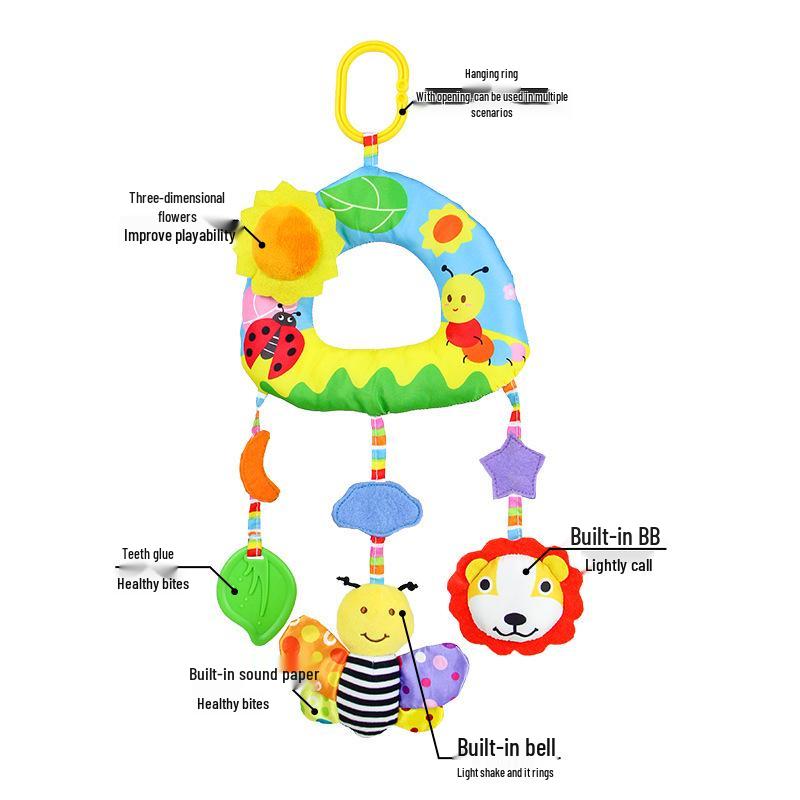 Rainbow Leaves Baby Crib Mobile & Plush Animal Rattle Toy