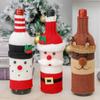 Christmas Cute Wine Bottle Cover Cartoon Santa Snowman Woven Wine Bottle Bags for Christmas Party Dinner Table Decorations