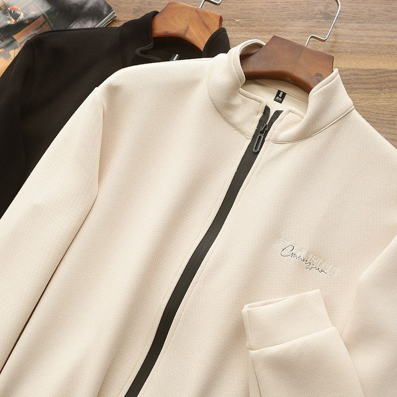 Versatile! Knitted Stretch Fabric! Export Surplus Men's Clothing with Cut Tags, Autumn Sports Casual Stand-Up Collar Jacket