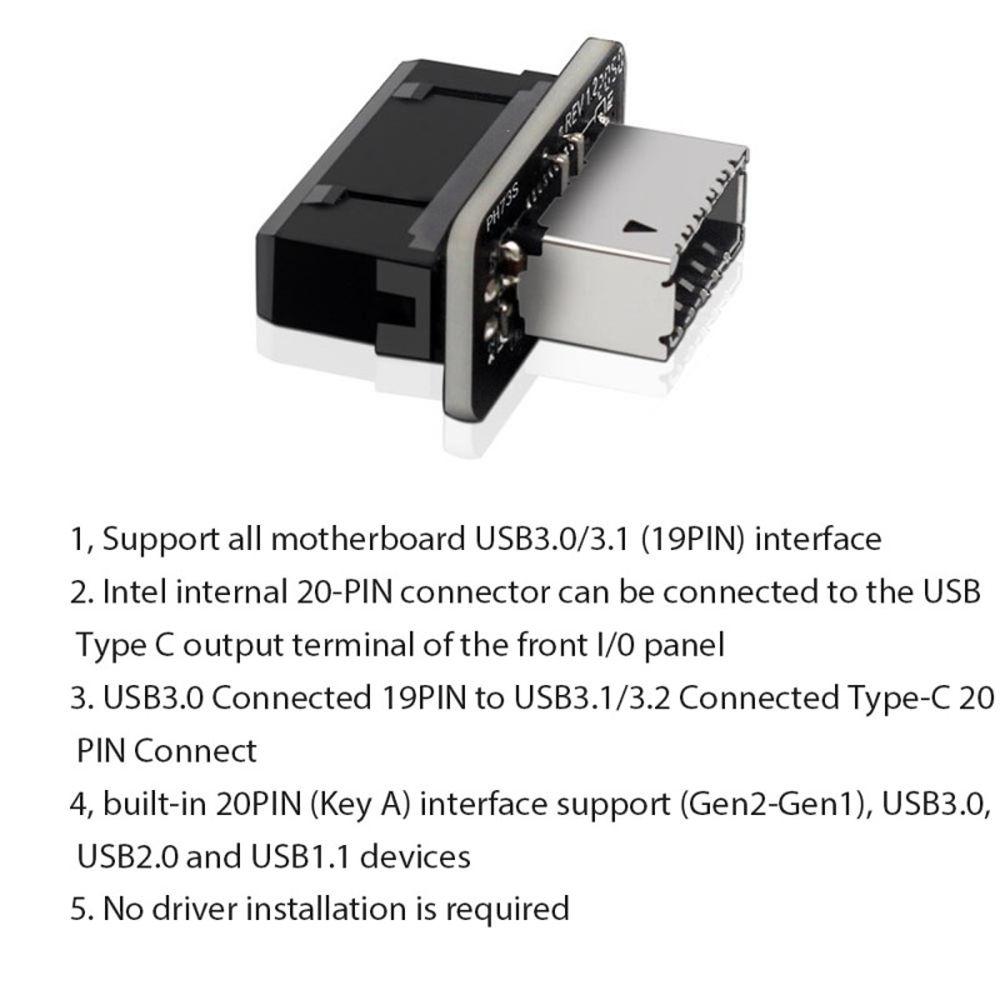 ABS к USB 3.1/3.2 Type C передний USB 3.0 внутренний разъем Type E адаптер 20pin к 19pin конвертер