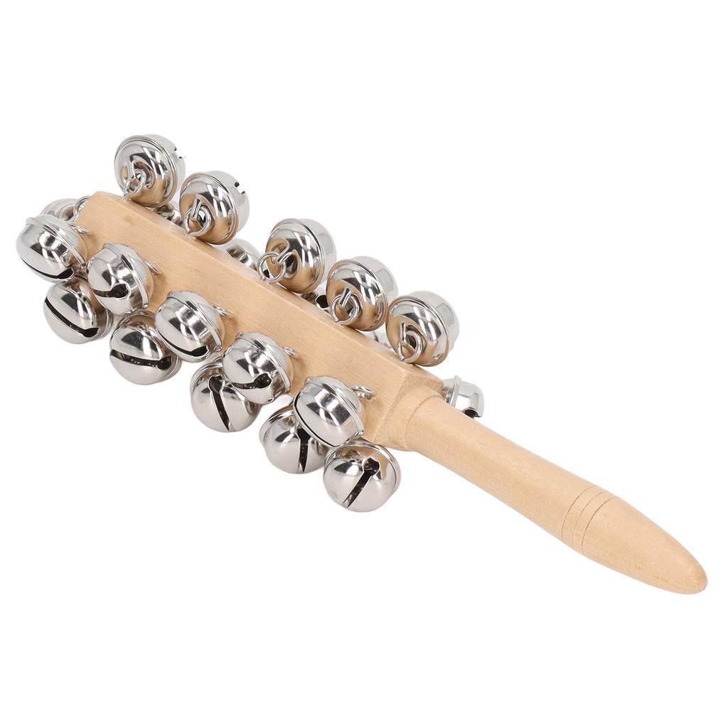 Wooden Rattles Sleigh Bell Stick Cognitive Training Clear Sound Birch Handle Bell Stick