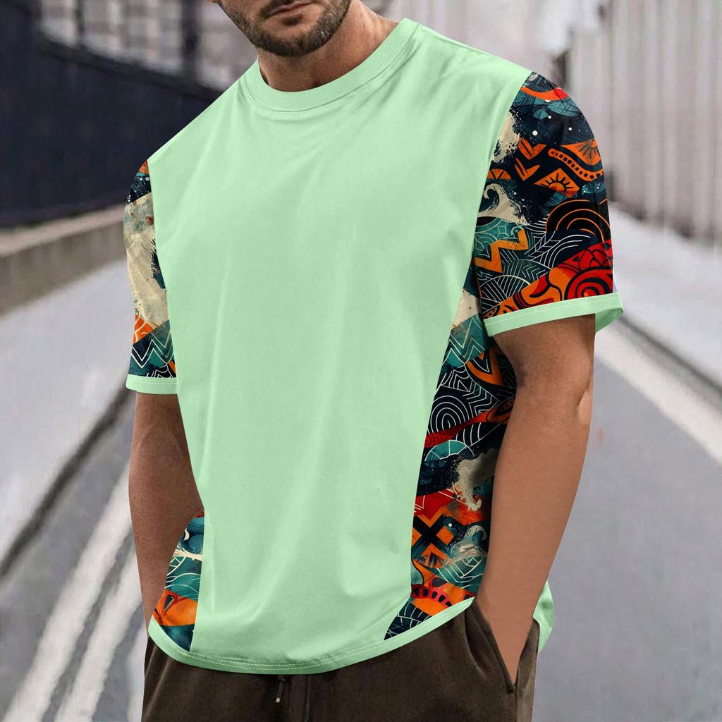 Летняя мужская популярная футболка с круглым вырезом и коротким рукавом с принтом