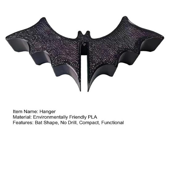 Bat Shaped Shower Hook 3D Printed for Glass Door, No Drill Snap Bathroom Door Hanger on Clip Hanger, Gothic Towel Loofah Halloween Themed Gadgets