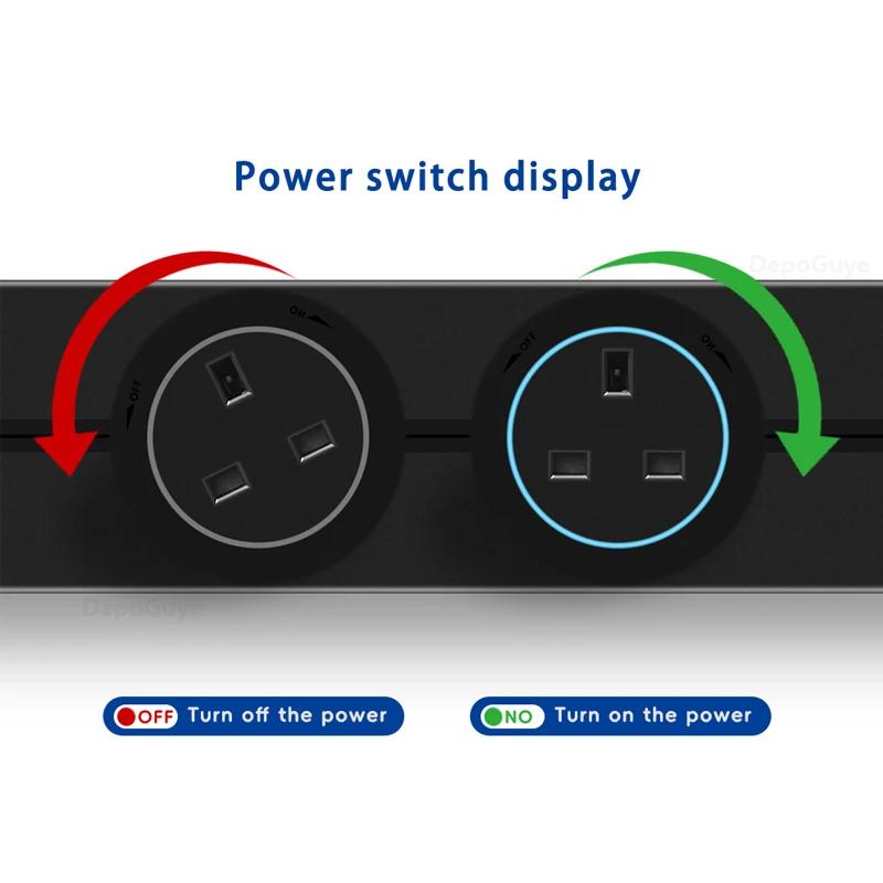 Настенная розетка с дорожкой электропитания ЕС Великобритания Франция Корея Стандарт Дом Кухня Ванная Офис Настенные электрические розетки Вилки Адаптеры Белый Черный