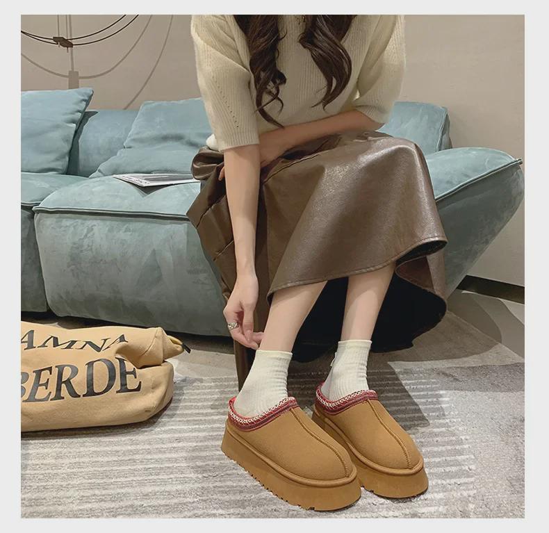 2023 Осень/Зима Корейская платформа, увеличивающая рост, с бархатной подкладкой, повседневная легкая женская обувь с круглым носком