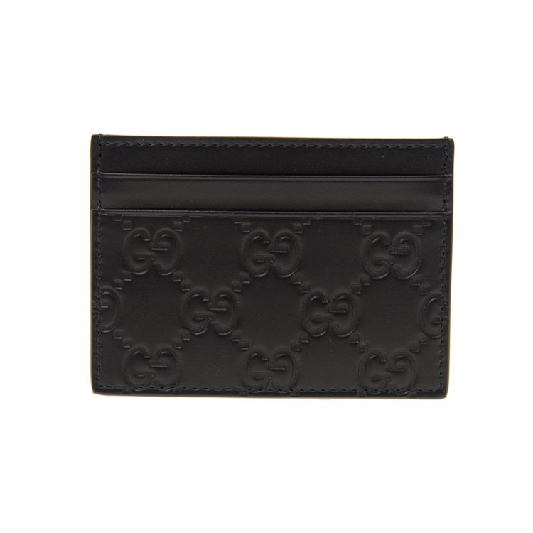 Gucci Monogram Logo Embossed Leather Card Holder Women Card Holder Black 233166-CWC10-1000