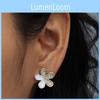 Womens Floral Earrings With Rhinestones For Birthday Gift And Party Wear