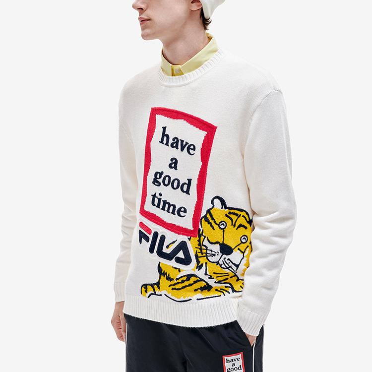 Men's Sweater FILA x Have A Good Time Co branded Year Of The Tiger Collection Sweater Unisex Cloud White