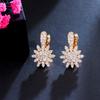 WWJ Trendy Gold Color Tiny Zirconia Flower Earrings Women Jewelry