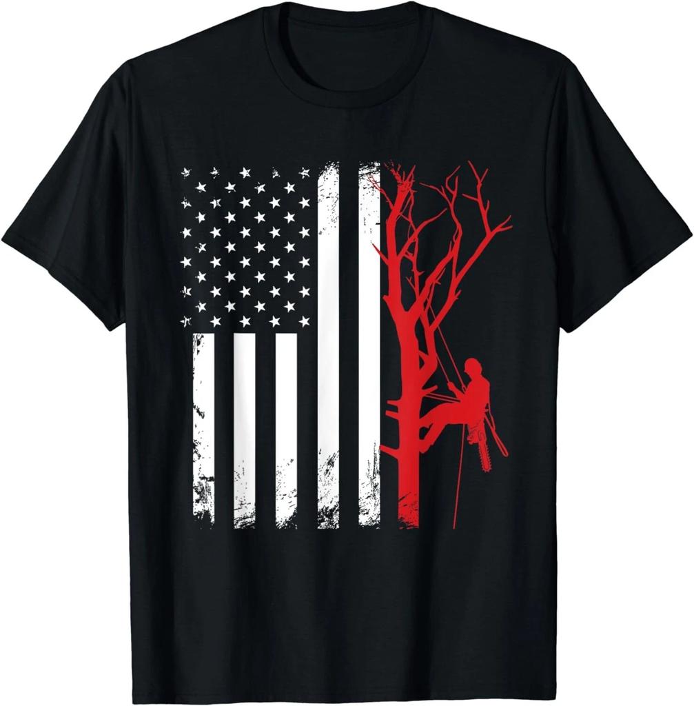Arborist American Flag America Tree Surgeon Funny Gift Unisex T-Shirt