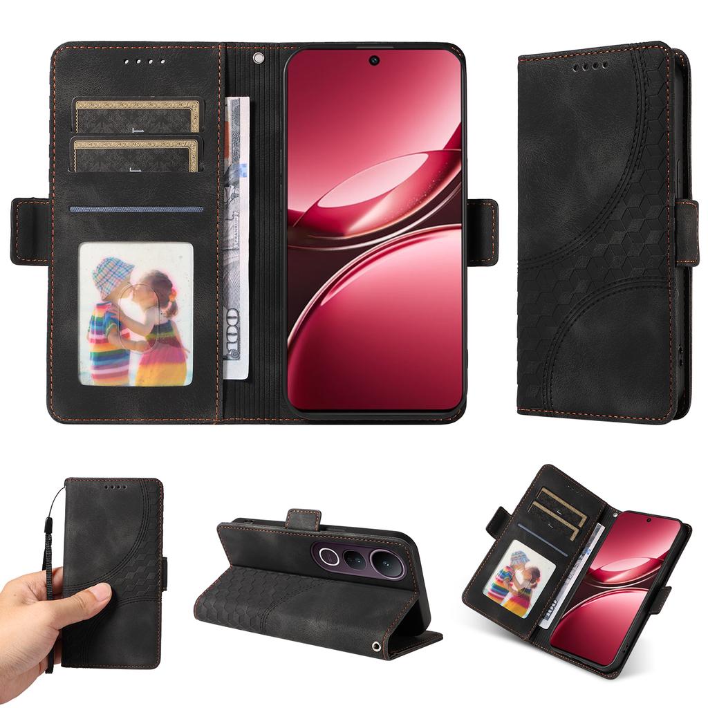 Для vivo V50 Lite 5G/vivo V50 Lite 4G Кожаные чехлы Кошелек Ромбовидный отпечаток Чехол для телефона Подставка с ремешком