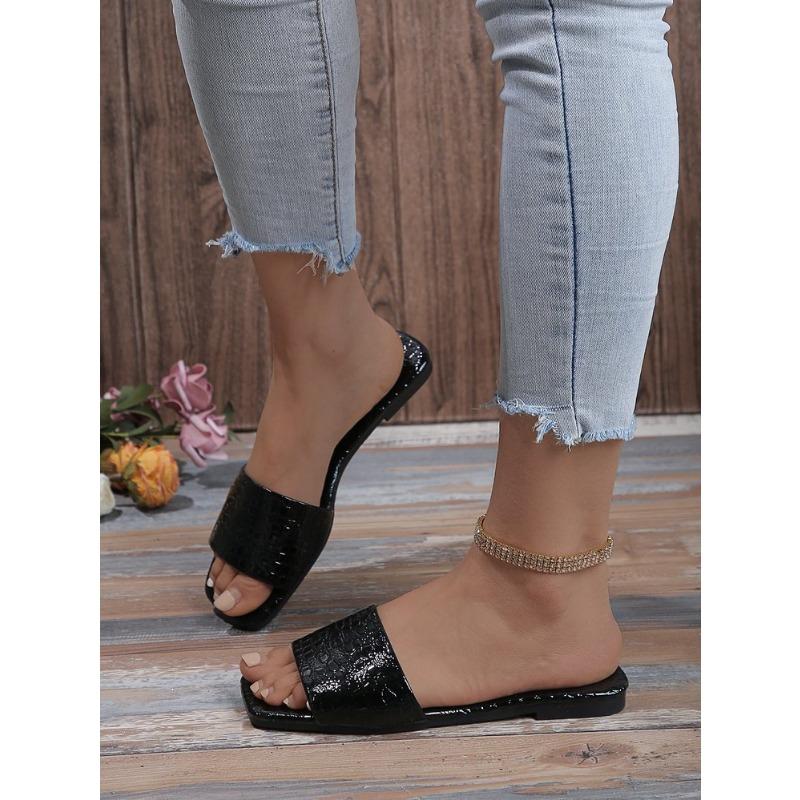 Летние женские туфли большого размера на плоской подошве с принтом змеи One Word Beach Sandals Slippers